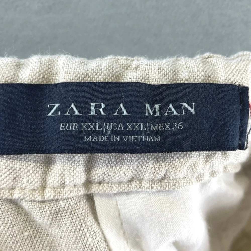 Zara Men's Cream Linen Drawstring Pants